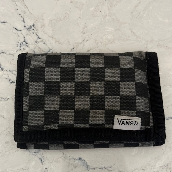 Vans Other - Vans classic black/gray checkerboard Velcro wallet